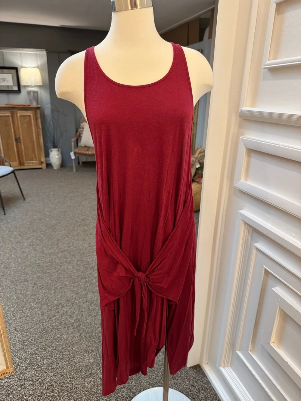Free People Women's Wine Red Tie-Front Tank Dress - Picture 1 of 5
